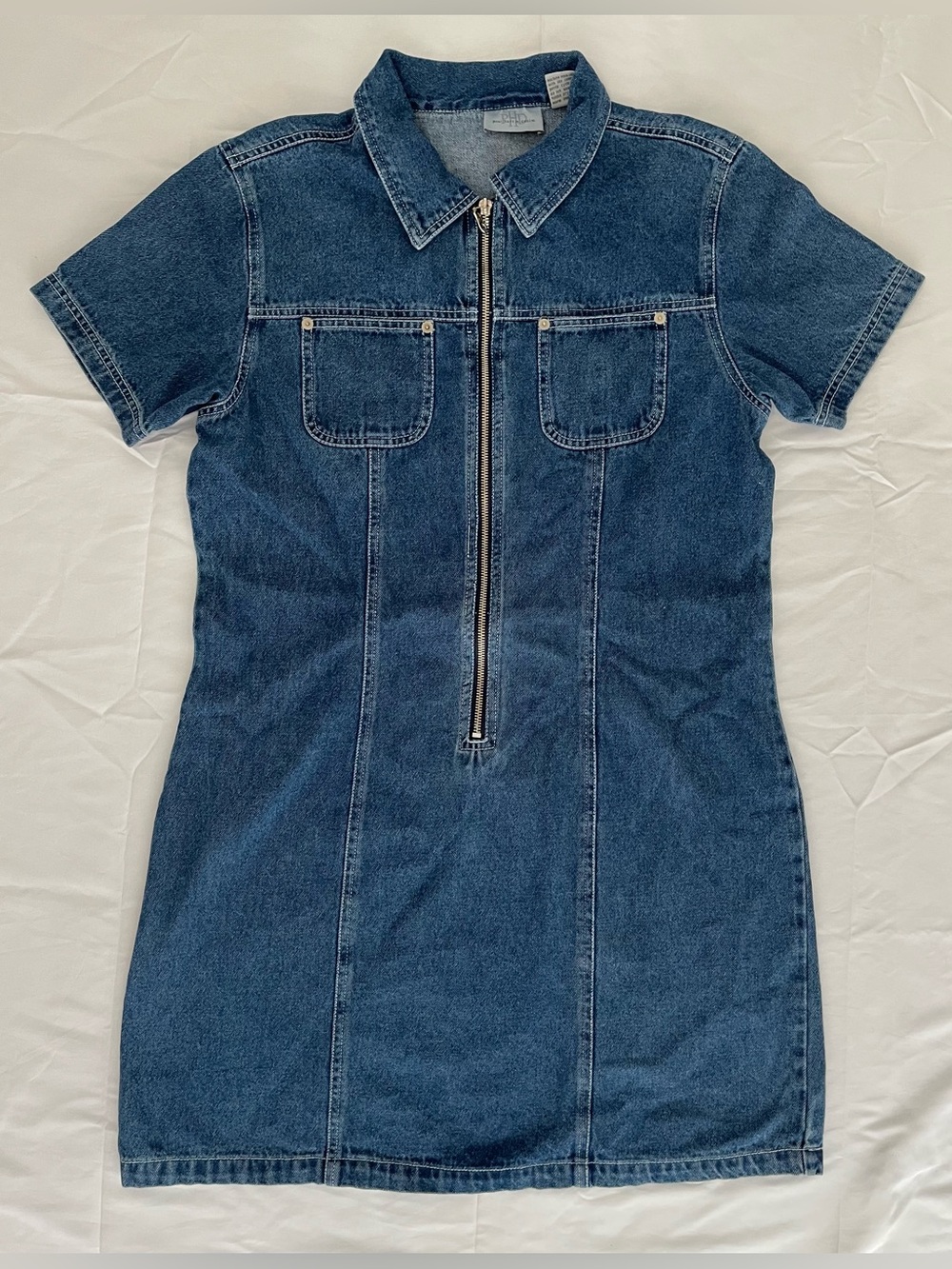 Denim Mini Dress with Front Zip